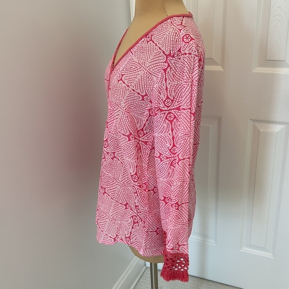 Roberta Roller Rabbit Pink/White Crochet Trim Top - Picture 3 of 7